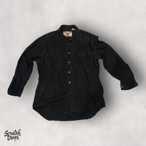 Vintage Y2k ATTRACK Black 100 Percent Cotton Long Sleeve Shirt Wear 21.5x28.5